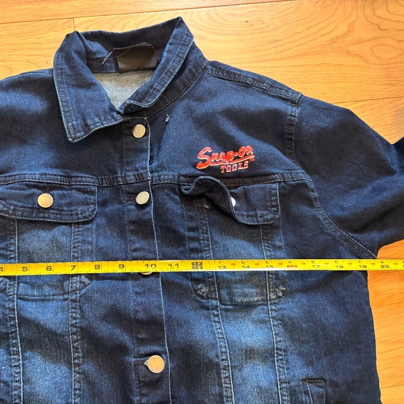 VTG SNAP-ON Tools Denim Jacket Woman's Size Medium Navy Blue Fade Workwe… - Picture 6 of 9